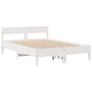 vidaXL fehér tömör fenyőfa könyvespolcos ágy matrac nélkül 140x190 cm