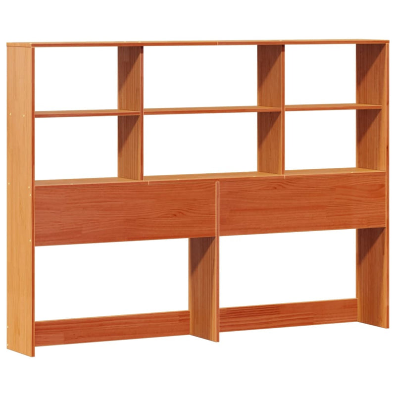 vidaXL barna tömör fenyőfa könyvespolcos ágy matrac nélkül 140 x 190cm
