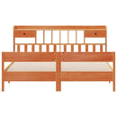 vidaXL barna tömör fenyőfa könyvespolcos ágy matrac nélkül 180 x 200cm