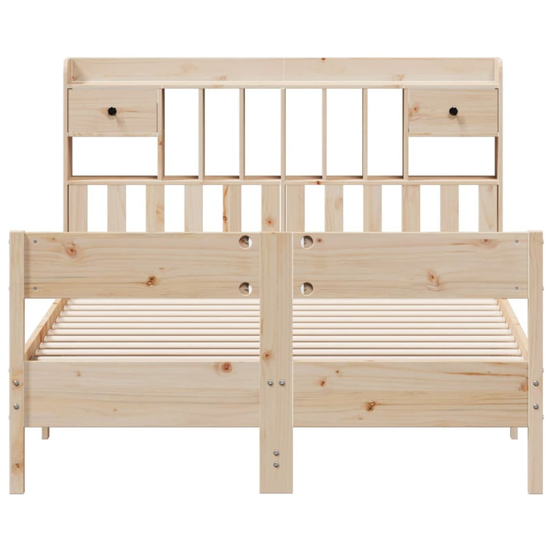 vidaXL tömör fenyőfa könyvespolcos ágy matrac nélkül 150 x 200 cm