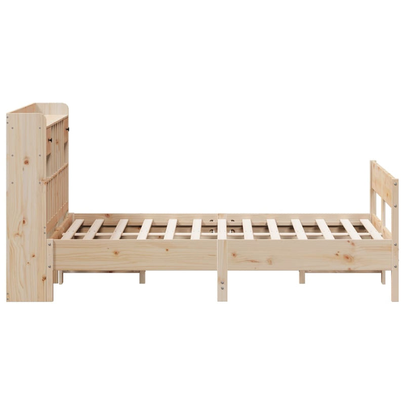 vidaXL tömör fenyőfa könyvespolcos ágy matrac nélkül 150 x 200 cm