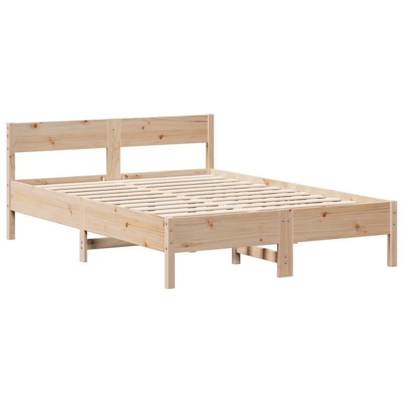 vidaXL tömör fenyőfa könyvespolcos ágy matrac nélkül 150 x 200 cm