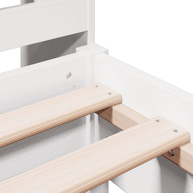 vidaXL fehér tömör fenyőfa könyvespolcos ágy matrac nélkül 90 x 200 cm