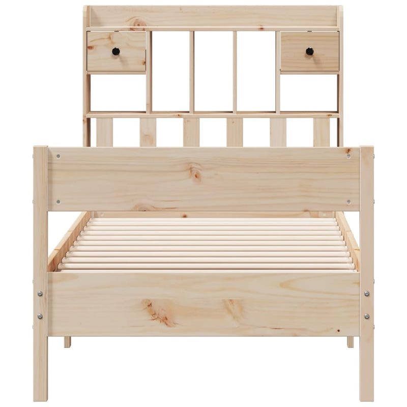 vidaXL tömör fenyőfa könyvespolcos ágy matrac nélkül 75 x 190 cm