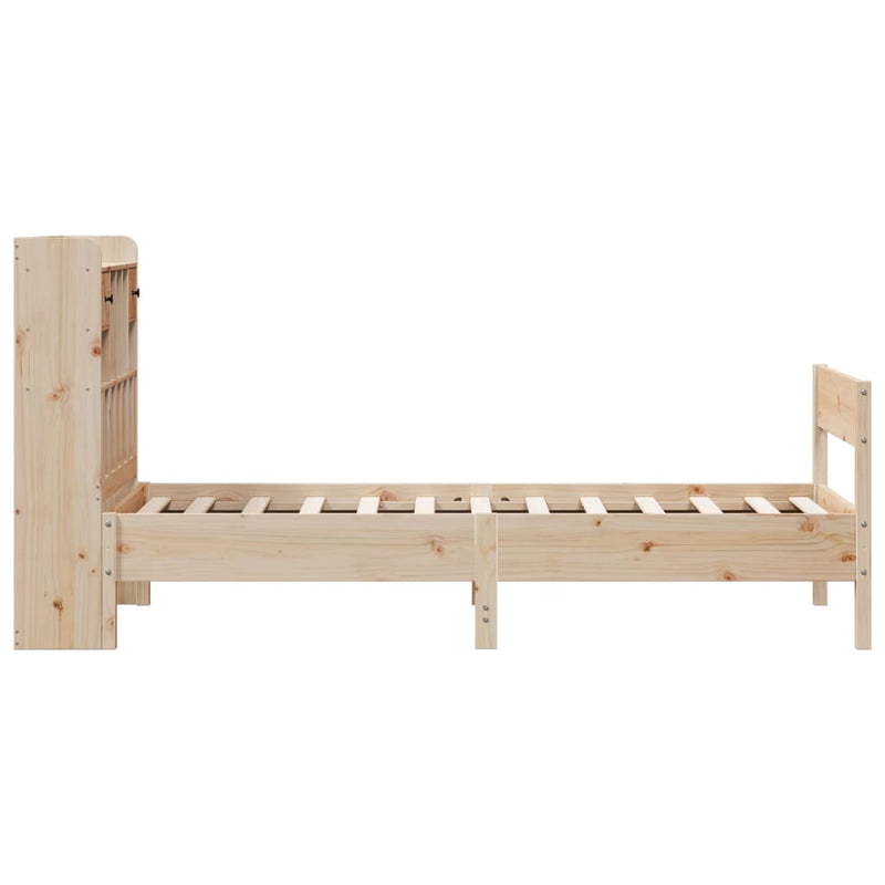 vidaXL tömör fenyőfa könyvespolcos ágy matrac nélkül 75 x 190 cm