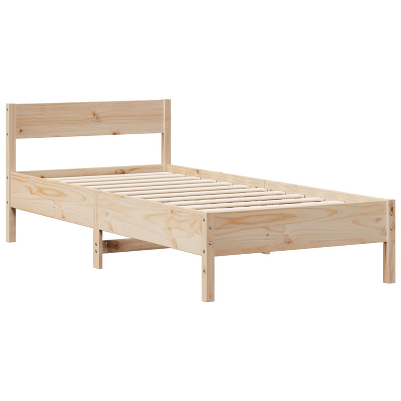 vidaXL tömör fenyőfa könyvespolcos ágy matrac nélkül 75 x 190 cm