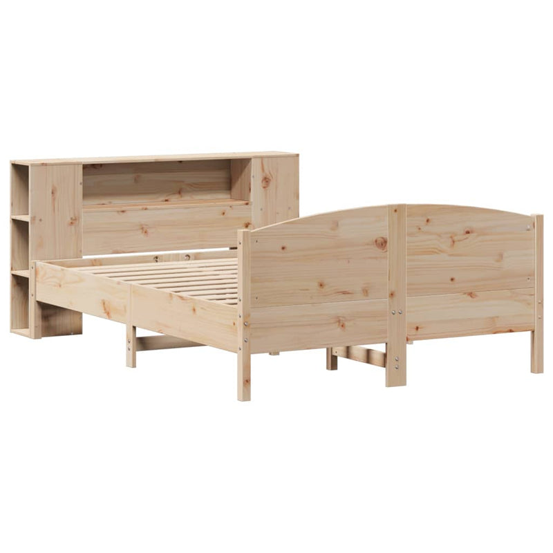 vidaXL tömör fenyőfa könyvespolcos ágy matrac nélkül 160 x 200 cm