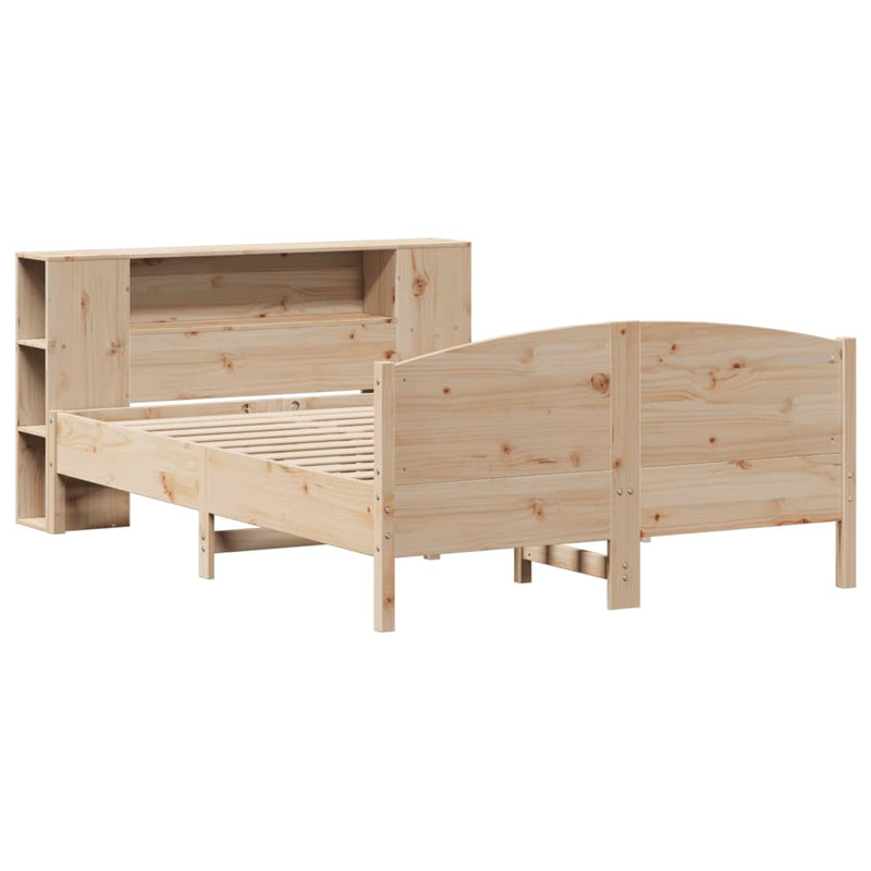 vidaXL tömör fenyőfa könyvespolcos ágy matrac nélkül 140 x 200 cm