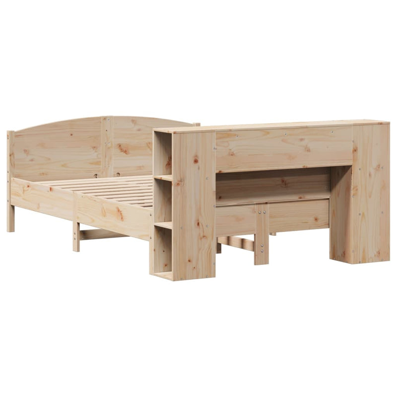 vidaXL tömör fenyőfa könyvespolcos ágy matrac nélkül 140 x 200 cm