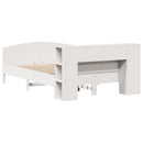 vidaXL fehér tömör fenyőfa könyvespolcos ágy matrac nélkül 140x200 cm