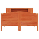 vidaXL barna tömör fenyőfa könyvespolcos ágy matrac nélkül 140 x 200cm