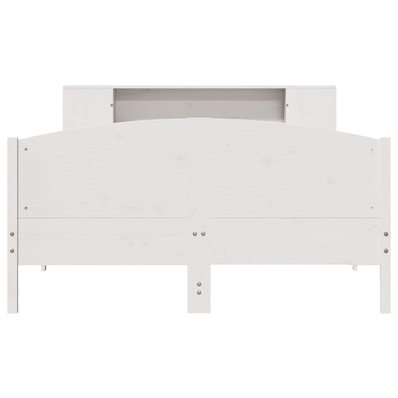 vidaXL fehér tömör fenyőfa könyvespolcos ágy matrac nélkül 120x200 cm