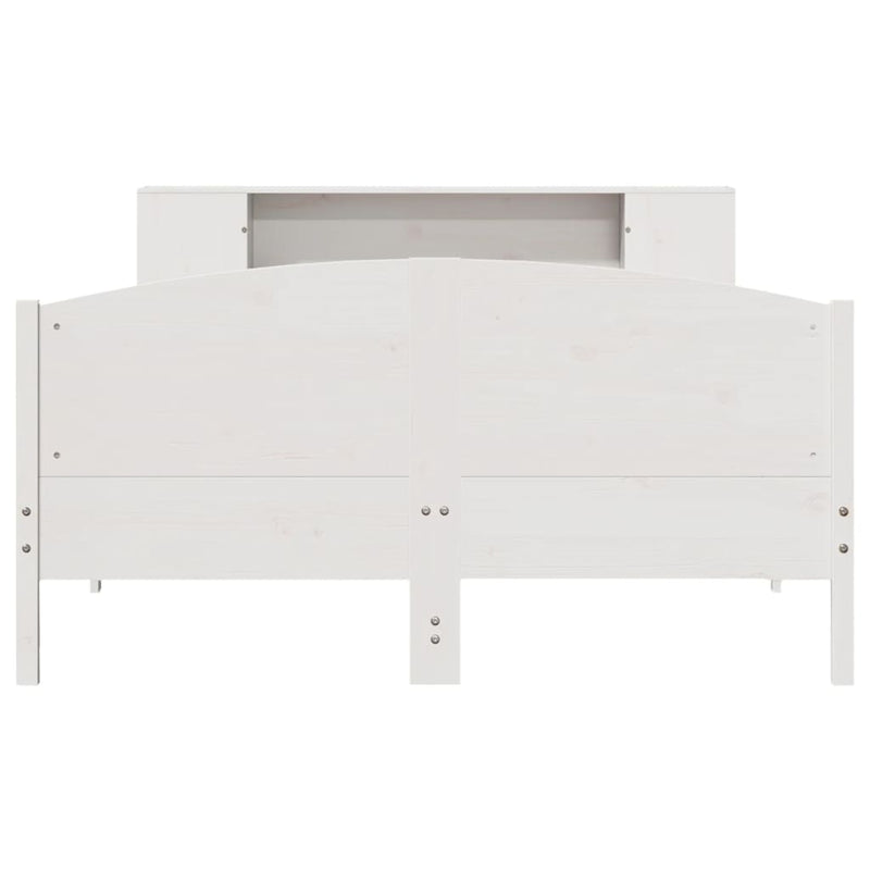 vidaXL fehér tömör fenyőfa könyvespolcos ágy matrac nélkül 140x190 cm