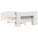 vidaXL fehér tömör fenyőfa könyvespolcos ágy matrac nélkül 135x190 cm