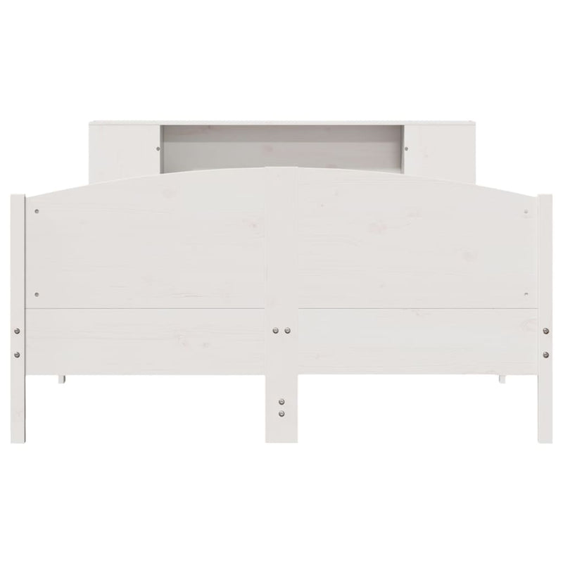 vidaXL fehér tömör fenyőfa könyvespolcos ágy matrac nélkül 120x190 cm