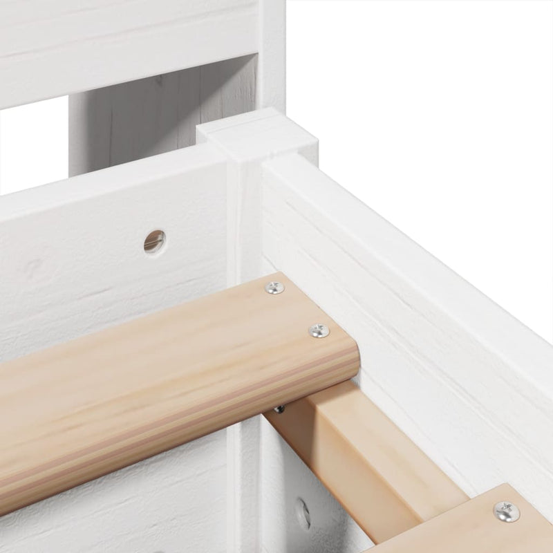 vidaXL fehér tömör fenyőfa könyvespolcos ágy matrac nélkül 140x200 cm