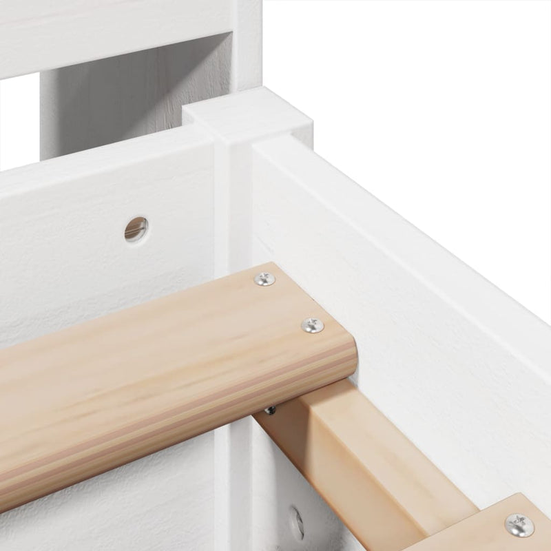 vidaXL fehér tömör fenyőfa könyvespolcos ágy matrac nélkül 135x190 cm