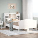 vidaXL fehér tömör fenyőfa könyvespolcos ágy matrac nélkül 135x190 cm