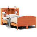 vidaXL barna tömör fenyőfa könyvespolcos ágy matrac nélkül 135 x 190cm