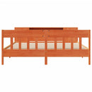 vidaXL barna tömör fenyőfa könyvespolcos ágy matrac nélkül 200 x 200cm