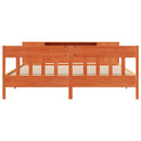 vidaXL barna tömör fenyőfa könyvespolcos ágy matrac nélkül 180 x 200cm