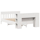 vidaXL fehér tömör fenyőfa könyvespolcos ágy matrac nélkül 150x200 cm