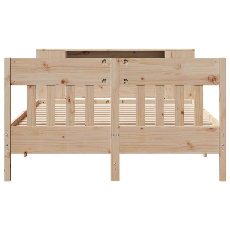 vidaXL tömör fenyőfa könyvespolcos ágy matrac nélkül 140 x 190 cm