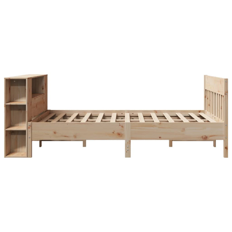 vidaXL tömör fenyőfa könyvespolcos ágy matrac nélkül 140 x 190 cm
