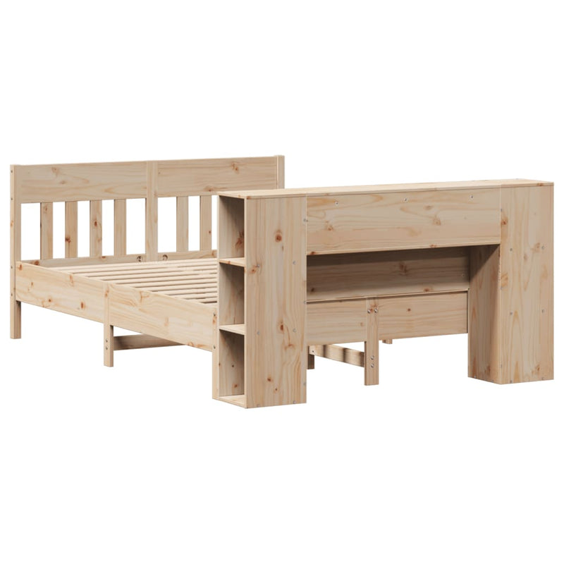 vidaXL tömör fenyőfa könyvespolcos ágy matrac nélkül 140 x 190 cm