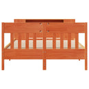 vidaXL barna tömör fenyőfa könyvespolcos ágy matrac nélkül 140 x 190cm