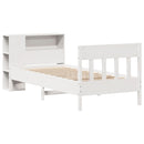 vidaXL fehér tömör fenyőfa könyvespolcos ágy matrac nélkül 100x200 cm