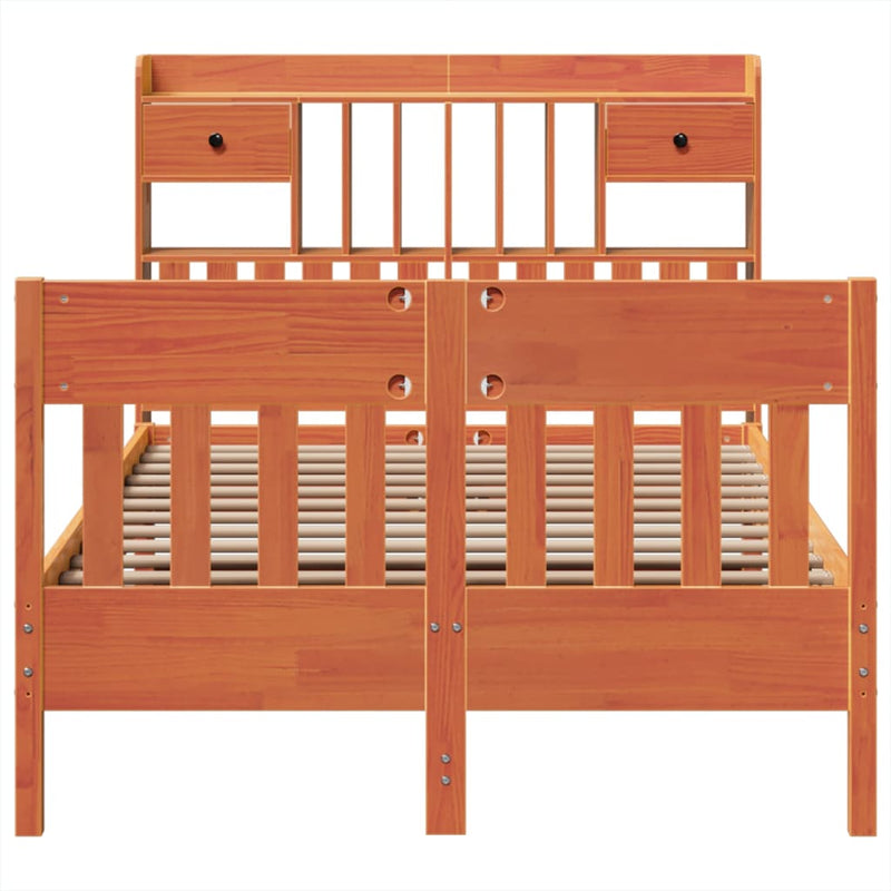 vidaXL viaszbarna tömör fenyőfa ágy matrac nélkül 135 x 190 cm