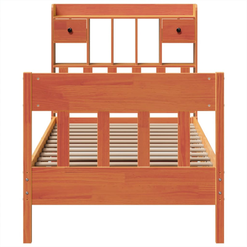 vidaXL viaszbarna tömör fenyőfa ágy matrac nélkül 75 x 190 cm