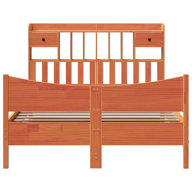 vidaXL viaszbarna tömör fenyőfa ágy matrac nélkül 150 x 200 cm