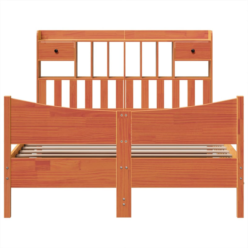 vidaXL viaszbarna tömör fenyőfa ágy matrac nélkül 140 x 190 cm