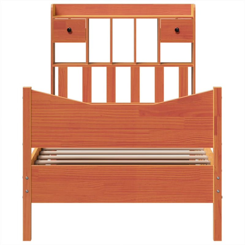 vidaXL viaszbarna tömör fenyőfa ágy matrac nélkül 75 x 190 cm