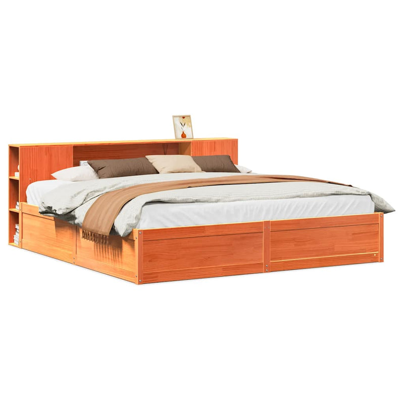 vidaXL viaszbarna tömör fenyőfa ágy matrac nélkül 180 x 200 cm