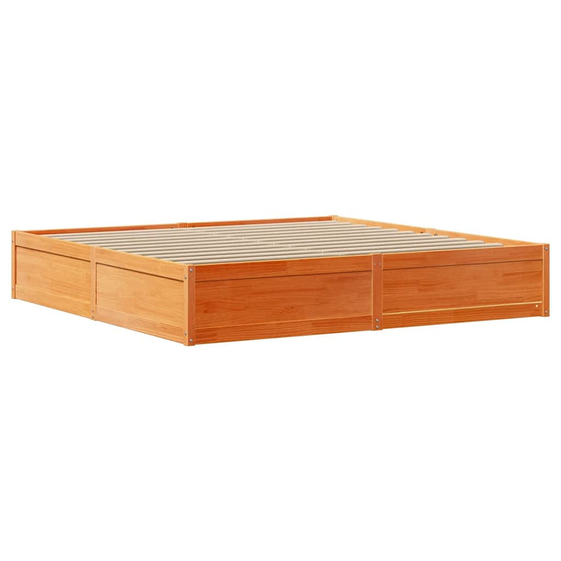 vidaXL viaszbarna tömör fenyőfa ágy matrac nélkül 180 x 200 cm
