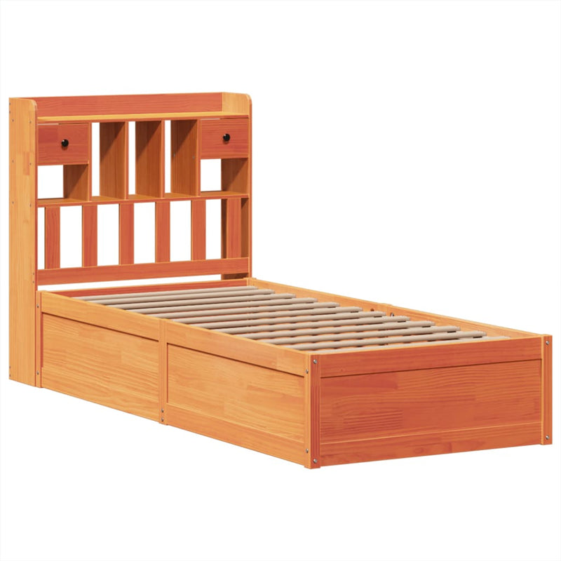 vidaXL viaszbarna tömör fenyőfa ágy matrac nélkül 100 x 200 cm