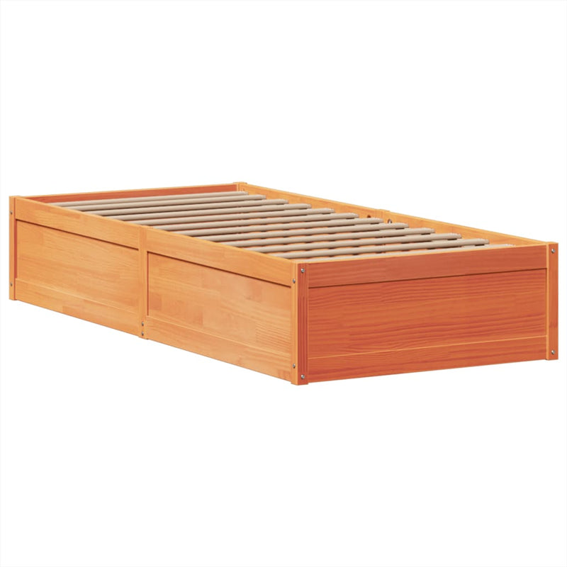 vidaXL viaszbarna tömör fenyőfa ágy matrac nélkül 100 x 200 cm
