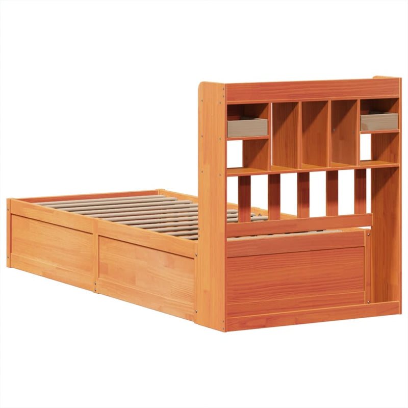 vidaXL viaszbarna tömör fenyőfa ágy matrac nélkül 100 x 200 cm