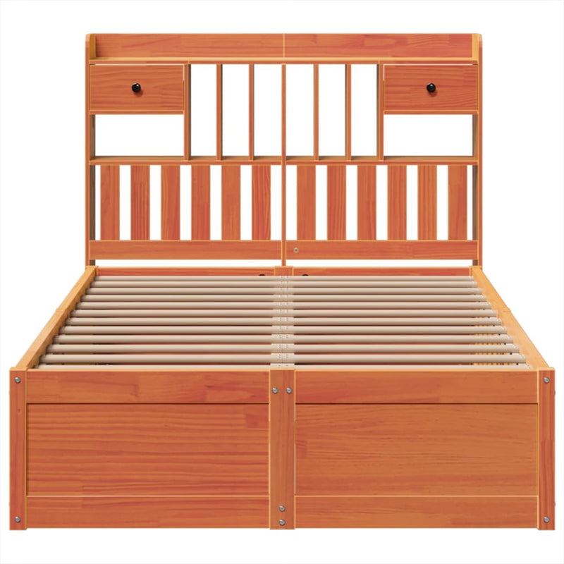 vidaXL viaszbarna tömör fenyőfa ágy matrac nélkül 120 x 190 cm