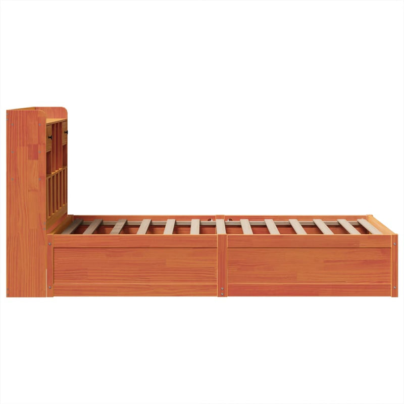 vidaXL viaszbarna tömör fenyőfa ágy matrac nélkül 75 x 190 cm