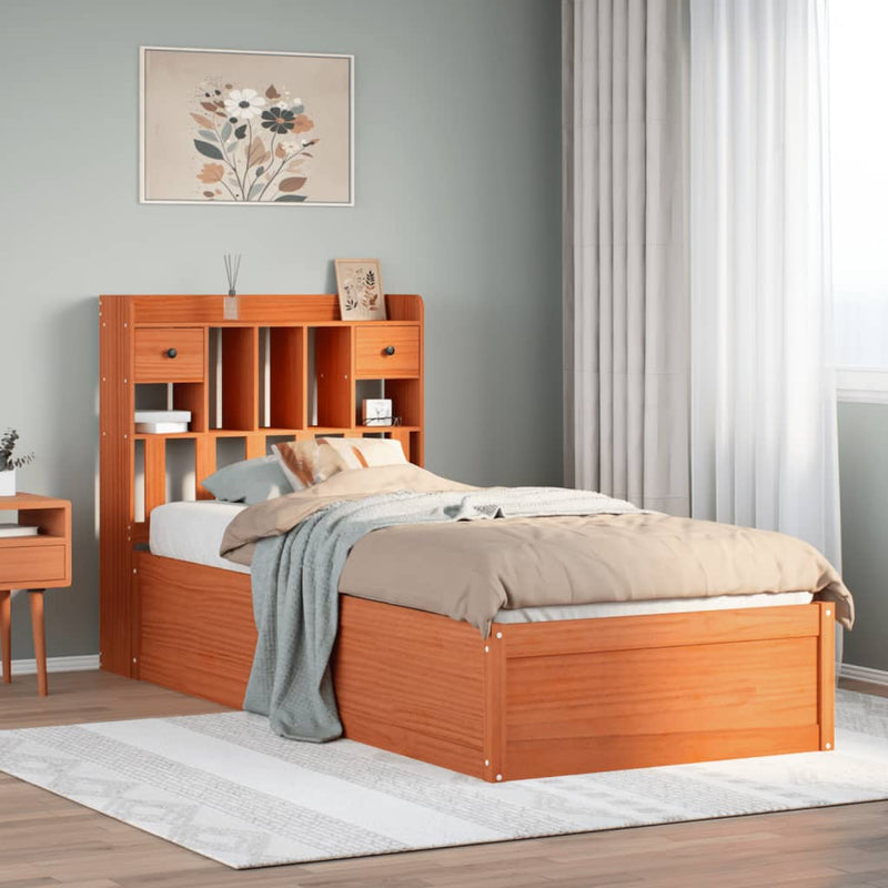 vidaXL viaszbarna tömör fenyőfa ágy matrac nélkül 75 x 190 cm