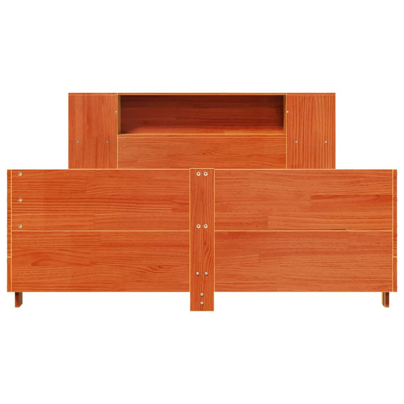 vidaXL viaszbarna tömör fenyőfa ágy matrac nélkül 140 x 190 cm