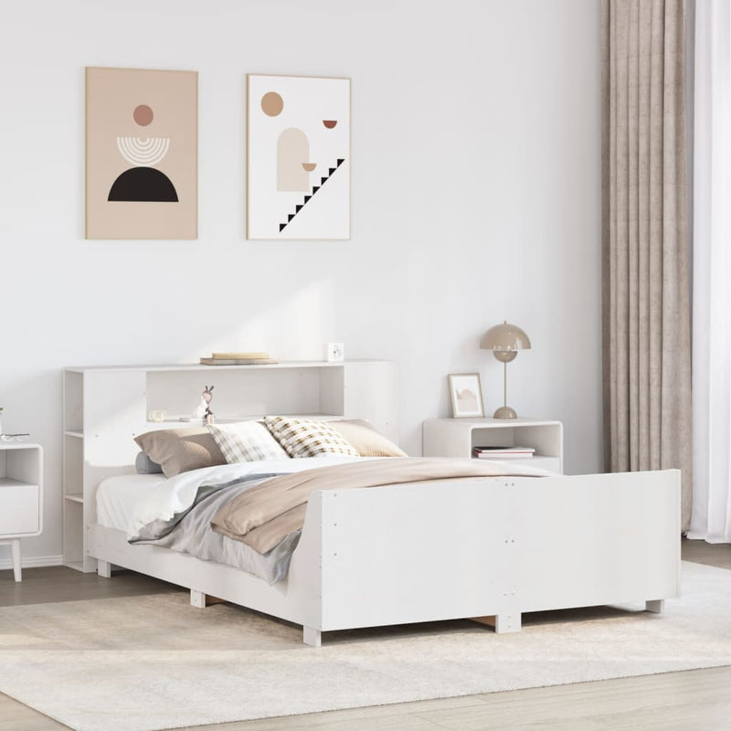 vidaXL fehér tömör fenyőfa ágy matrac nélkül 120 x 190 cm