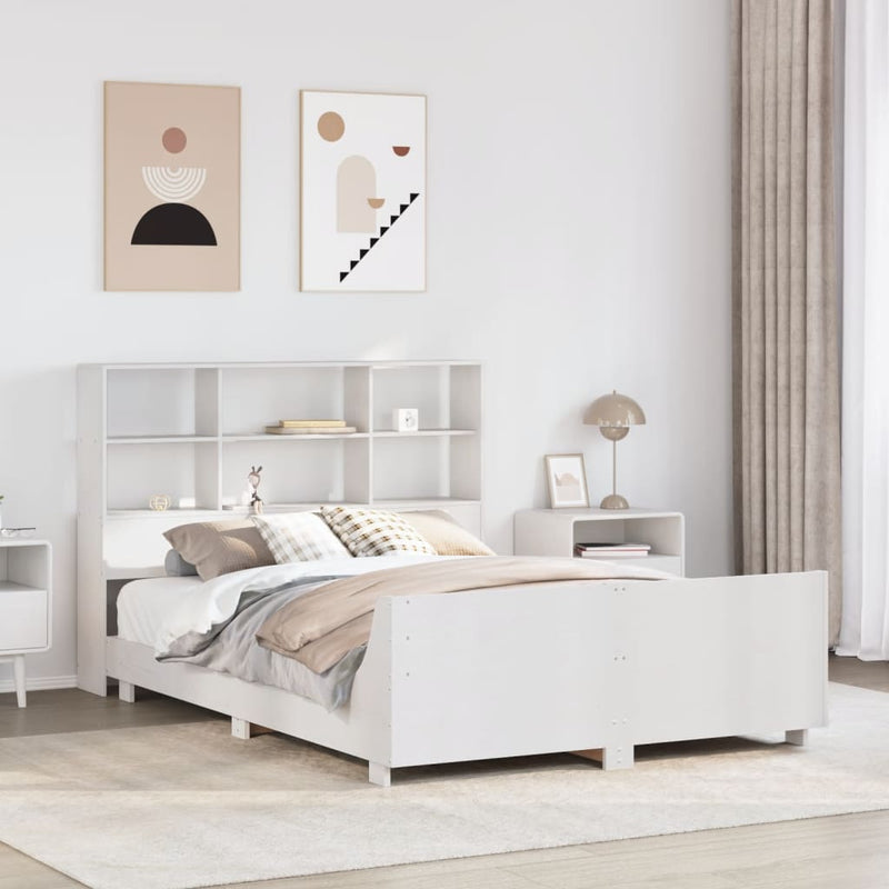 vidaXL fehér tömör fenyőfa ágy matrac nélkül 120 x 190 cm