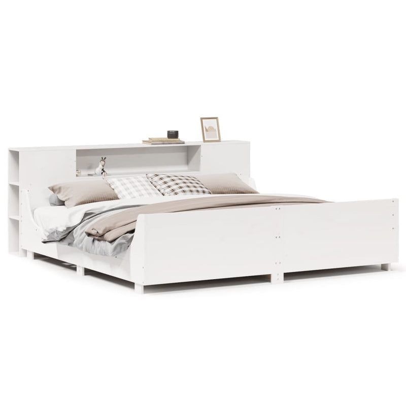 vidaXL fehér tömör fenyőfa ágy matrac nélkül 200 x 200 cm