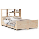 vidaXL tömör fa könyvespolcos ágy matrac nélkül 150 x 200 cm
