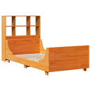 vidaXL viaszbarna tömör fa könyvespolcos ágy matrac nélkül 75 x 190 cm